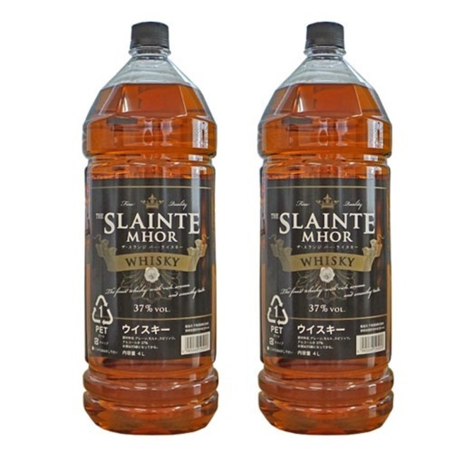 ★特価お勧め★ ザ・スランジバー ウイスキー（黒ラベル）【THE SLAINTE MHOR WHISKY】4L 2本セット 37度(静岡県天然水仕込) 国産 ブレンデット ウイスキー4リットル ジャパニーズウイスキー 送料無料