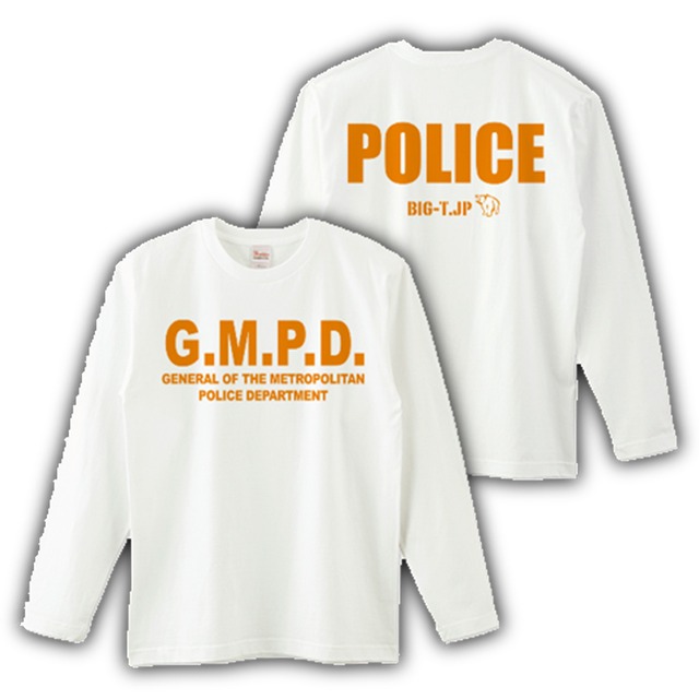 G.M.P.D. 警視庁長官POLICE ロングTシャツ。ホワイト　※両面プリント