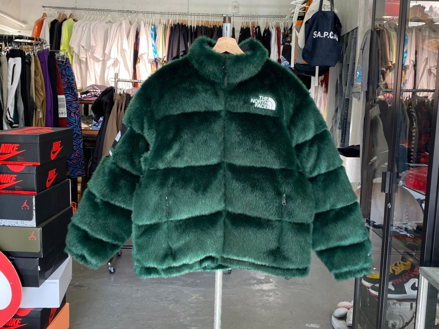 supreme fur nuptse jacket the north face