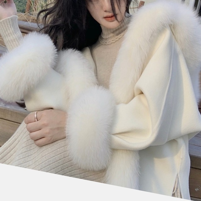 Fur coat offwhite&pink〖No.SU04/OB12〗