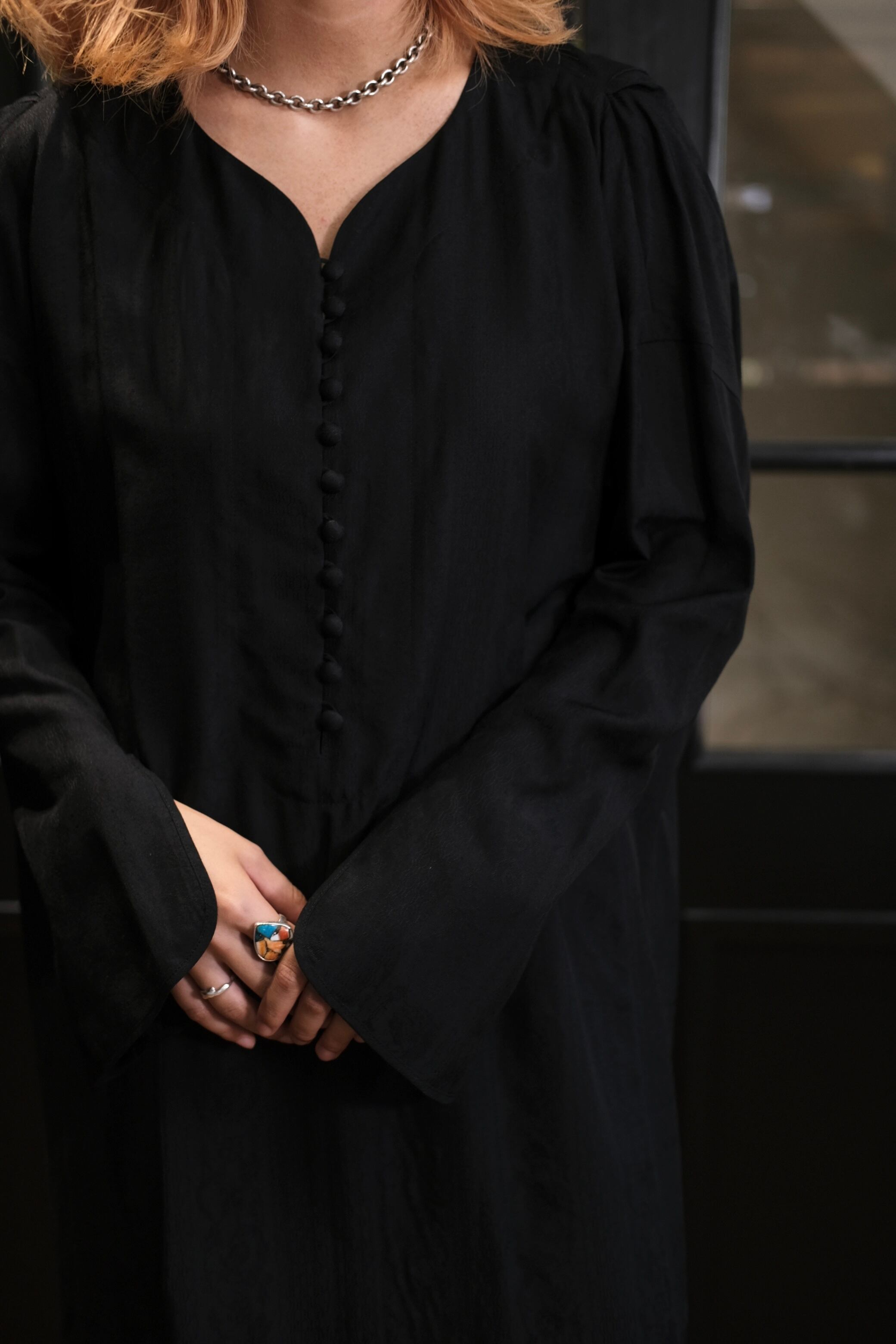 未使用　mame Wool Jacquard I-Line Dress Floral Pattern Silk Rayon