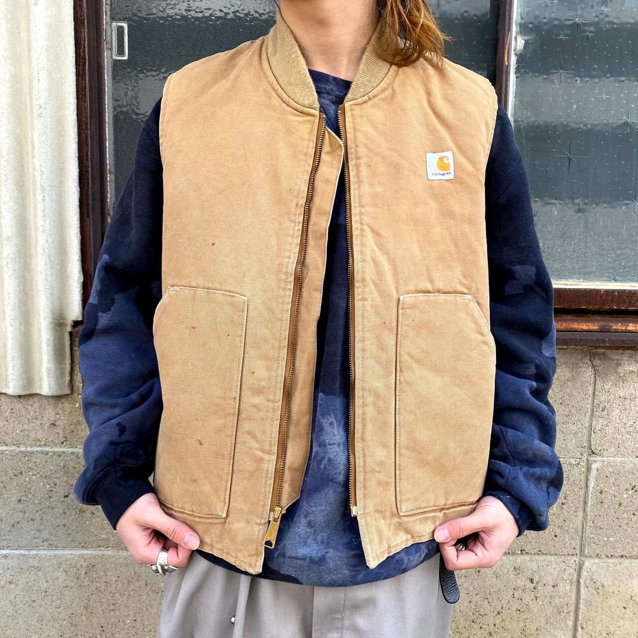 80年代 USA製 Carhartt カーハート ダック地 ワークベスト メンズL 
