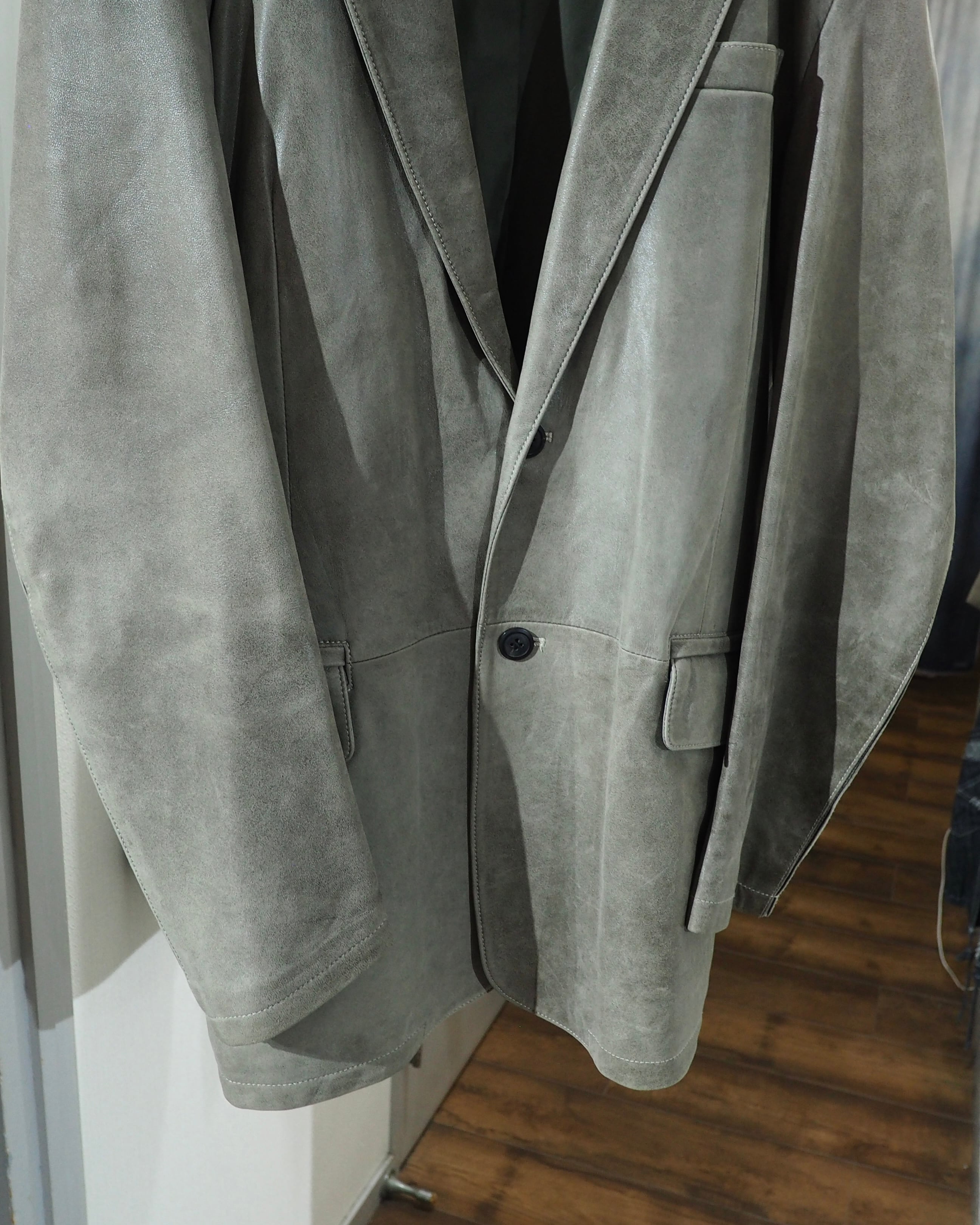 " Allegri " Beautiful Decadent Greige Color Vintage Sheep Leather Tailored Jacket
