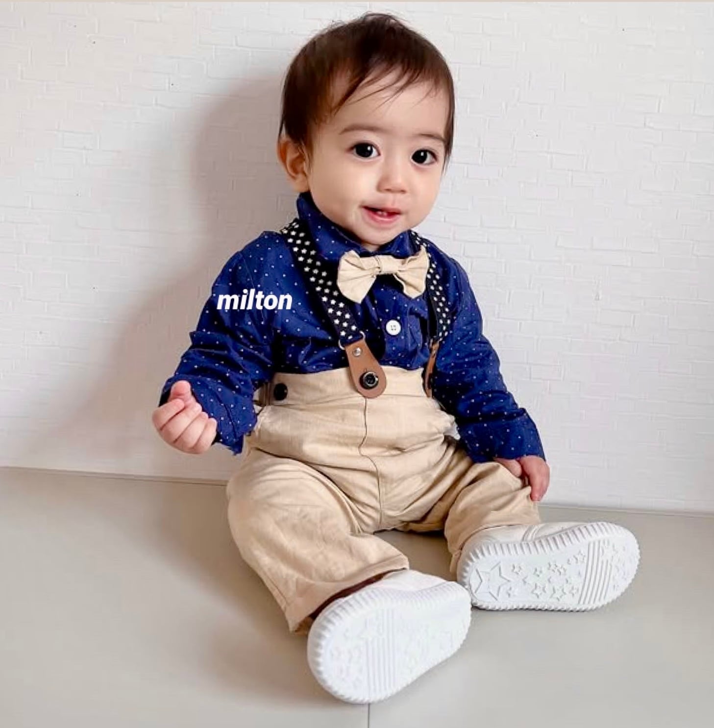 親子・兄弟セット】ネイビー×ベージュ♡蝶ネクタイ♡ベビー・キッズ