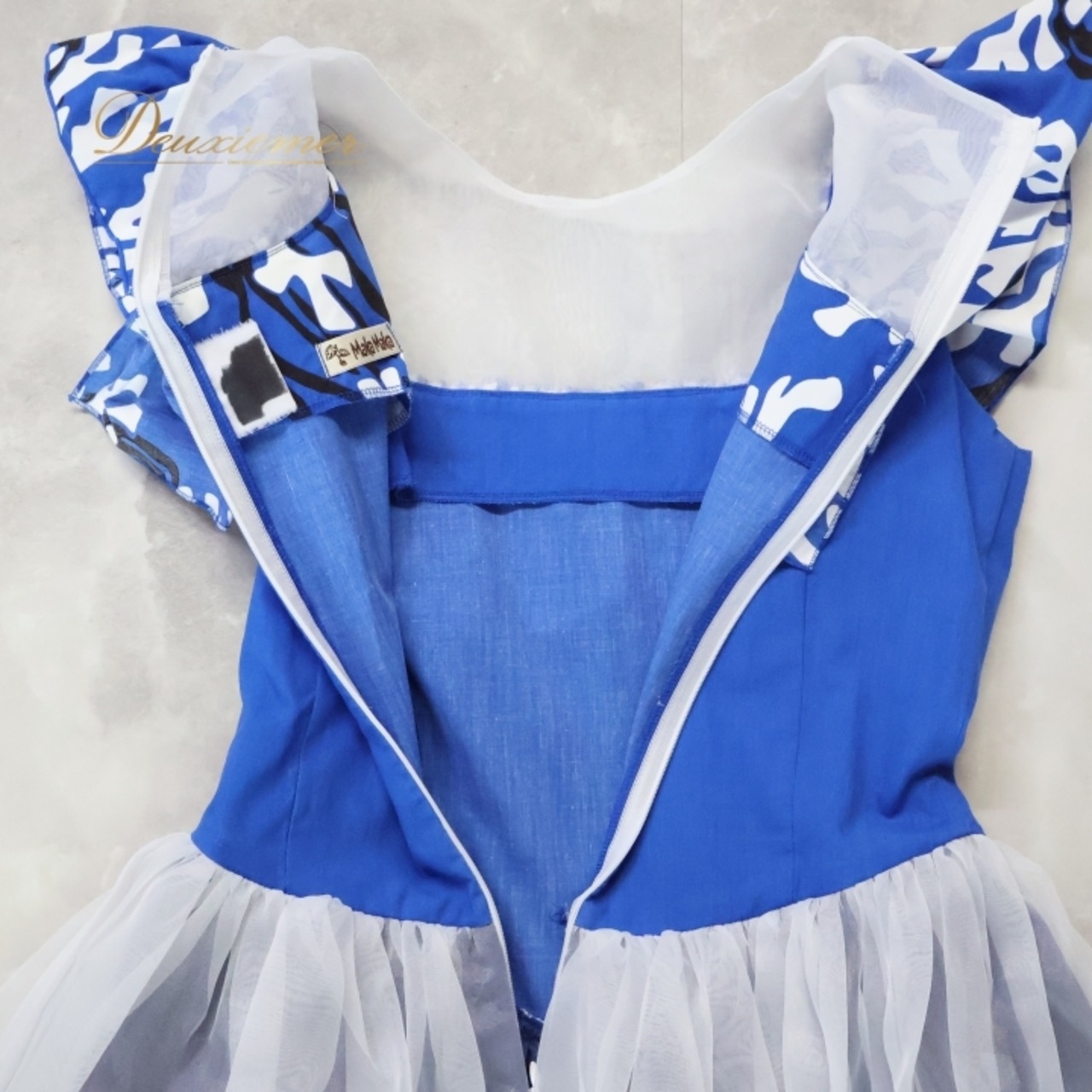 フラダンス 衣装 ワンピース ドレス マカマカ ブルー系 フラ ダンス オーガンジー サンゴ柄 ネイビー系 パープル系 イエロー系 グリーン系 MakaMaka 華やか 鮮やか かわいい ふわふわ シースルー フリル ハワイアン アロハ 衣装 上品