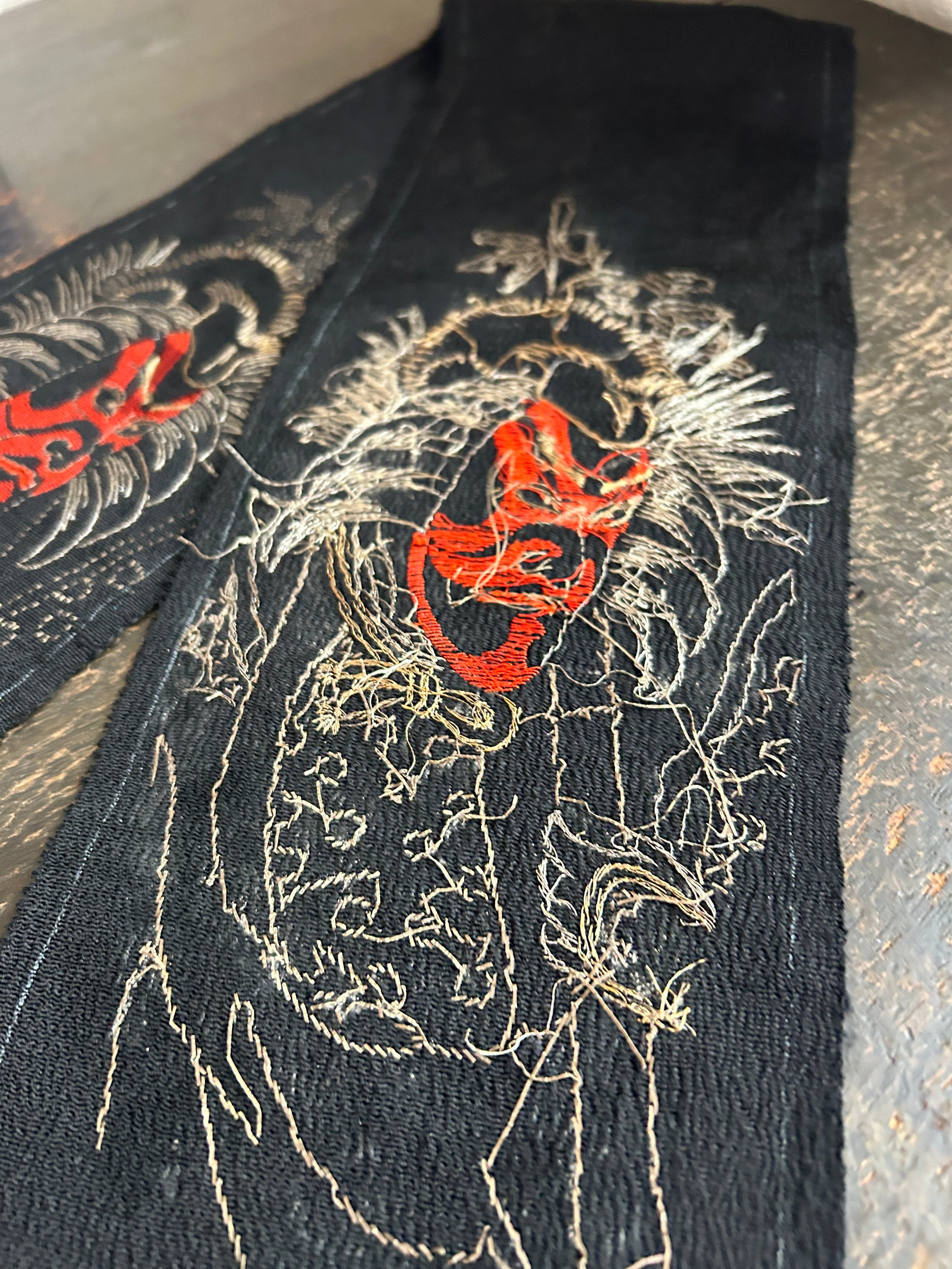 アンティーク刺繍半襟　暫