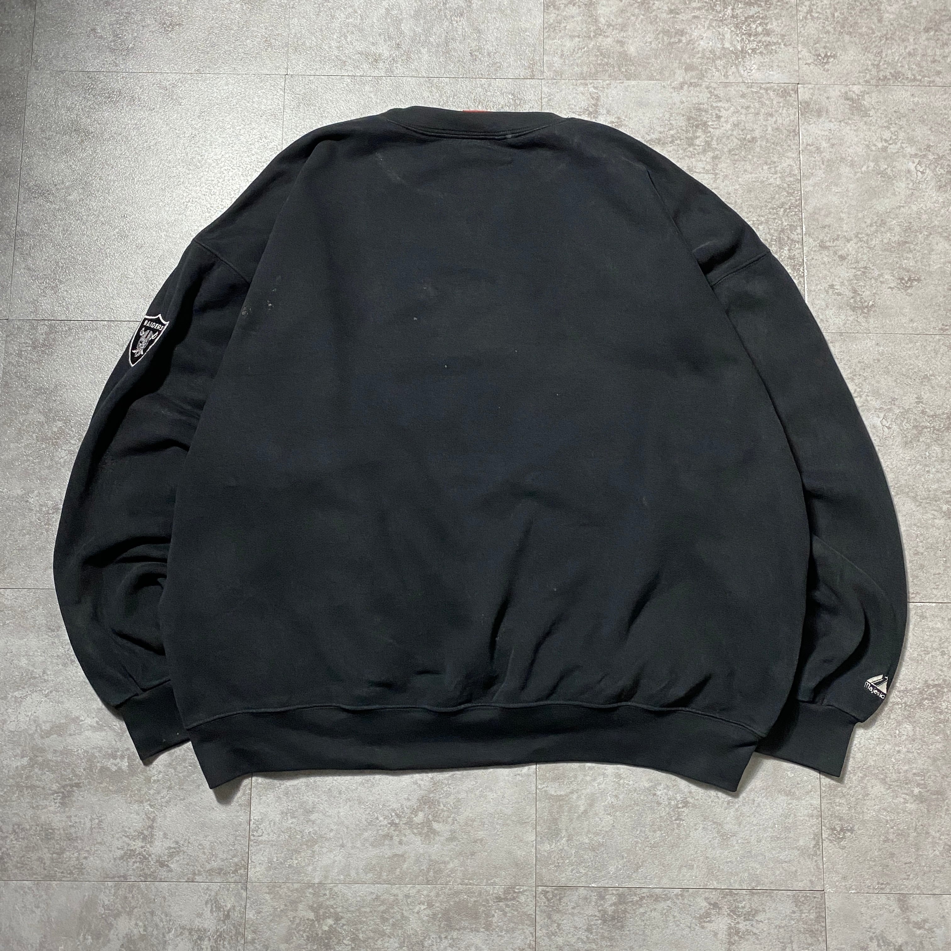 90's majestic NFL RAIDERS レイダース アーチロゴ 前V ブラック