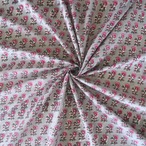 ブロックプリント生地【50cm単位】インド綿  片耳デザイン付き 小花柄 グレー×ピンク #46195-GY2