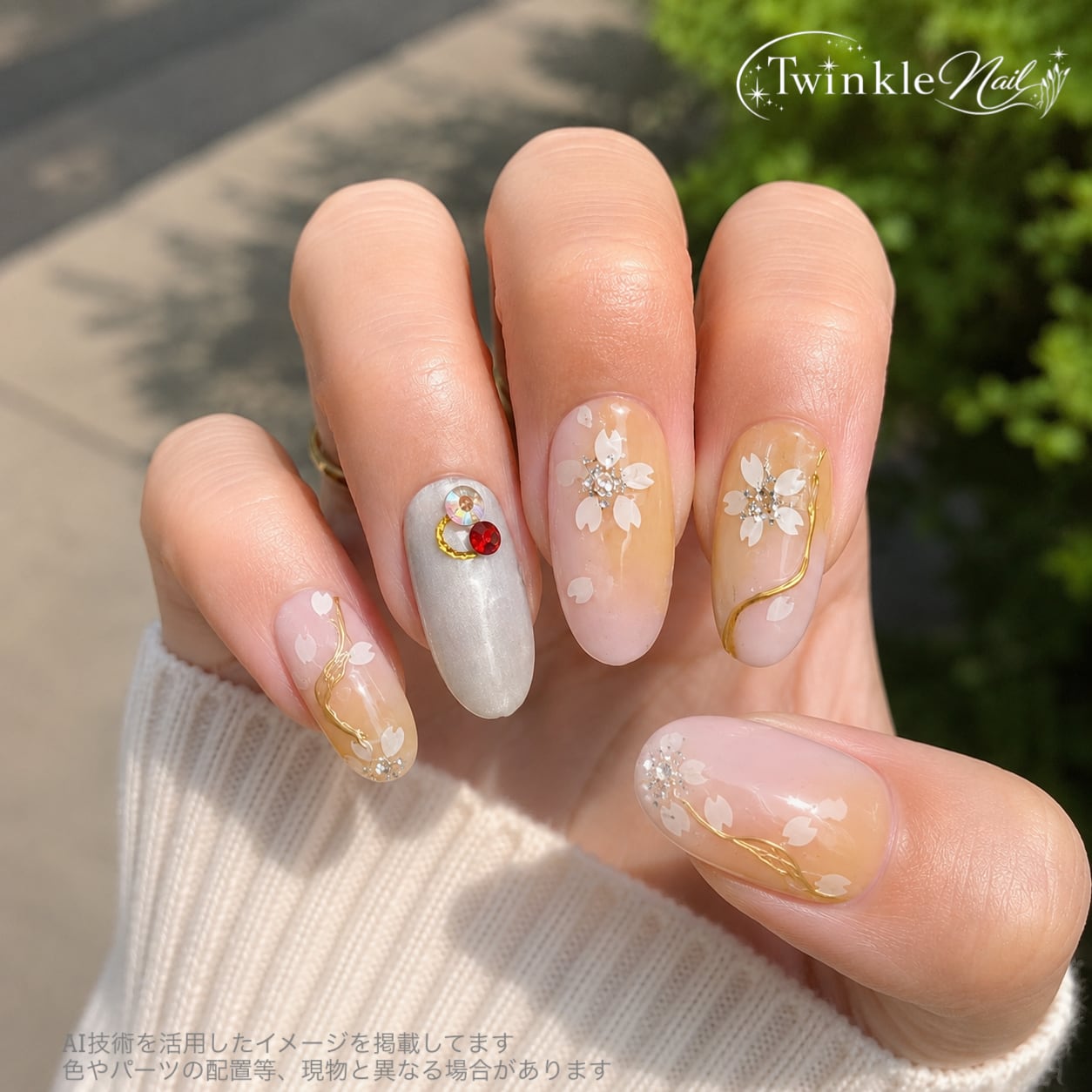 ネイルチップ♡ピンク レッド 量産型 地雷 韓国 ワンホン イニシャル