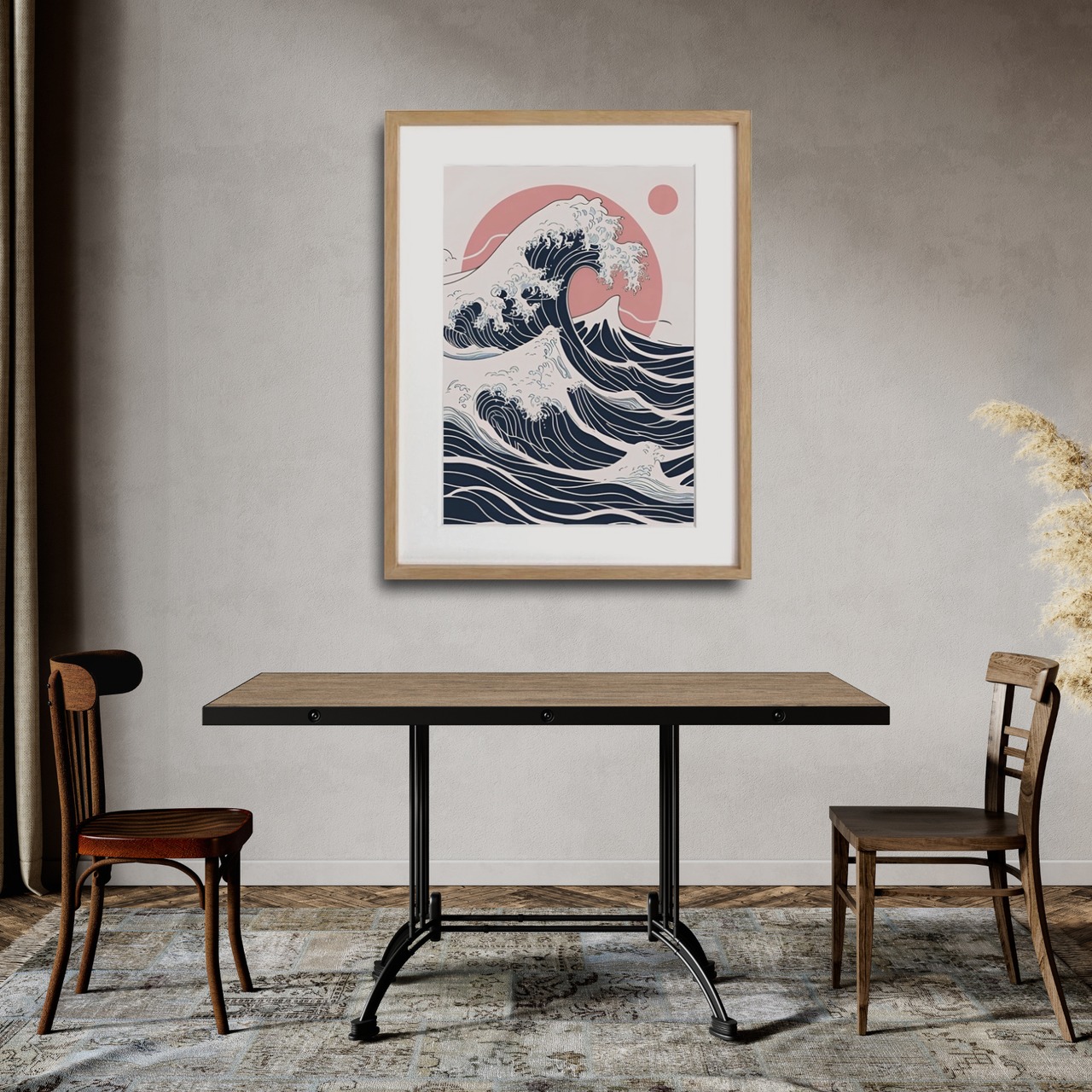 The Great Wave Rebirth｜静と動が織りなすモダン波アート｜日本美と北欧デザインが融合する上質インテリアポスターA2ポスター