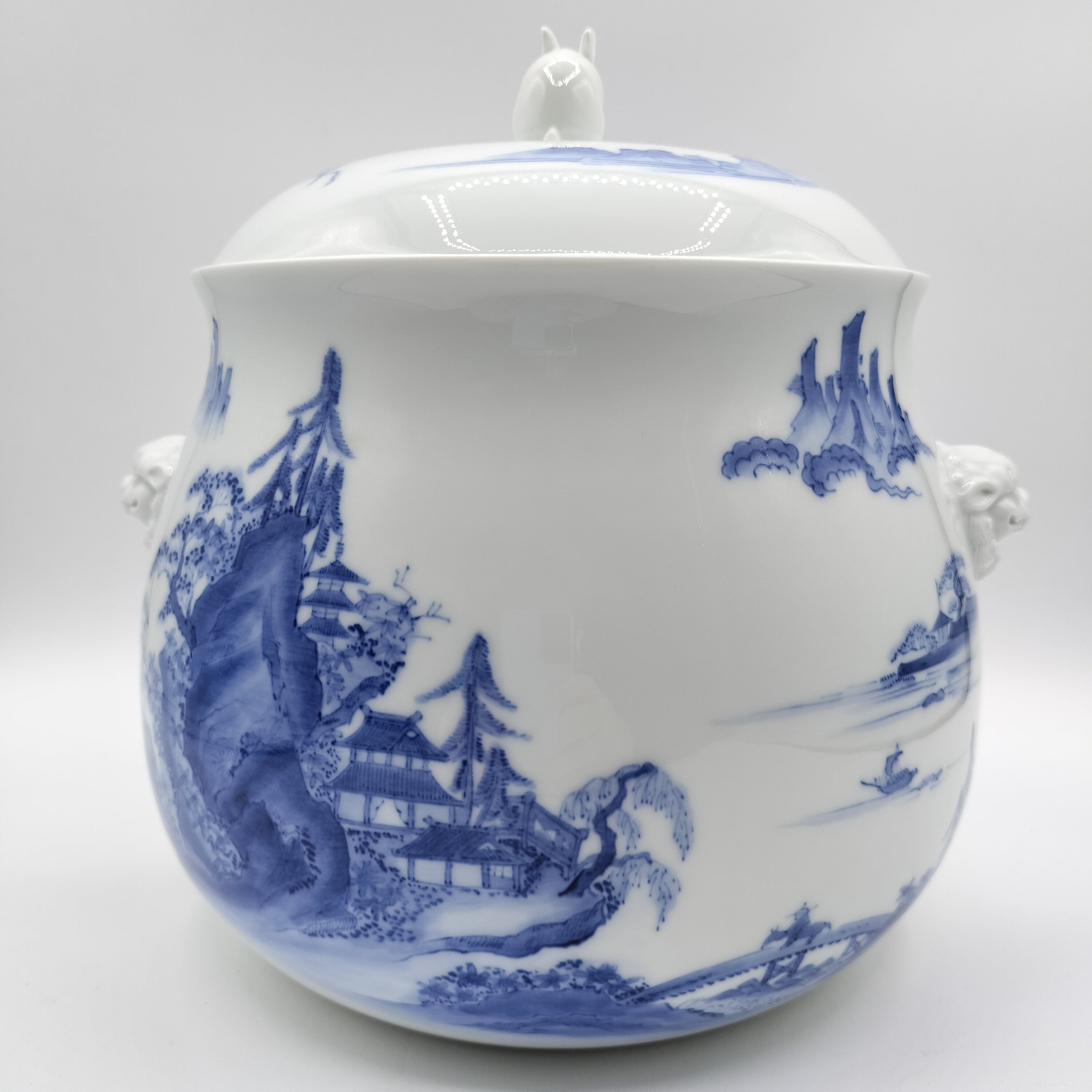 陶器製ドラゴン持ち手花瓶(十三代横石嘉助作?) のぞきこむ 陶器製ドラゴン持ち手花瓶(十三代横石嘉助作?) のぞきこむ