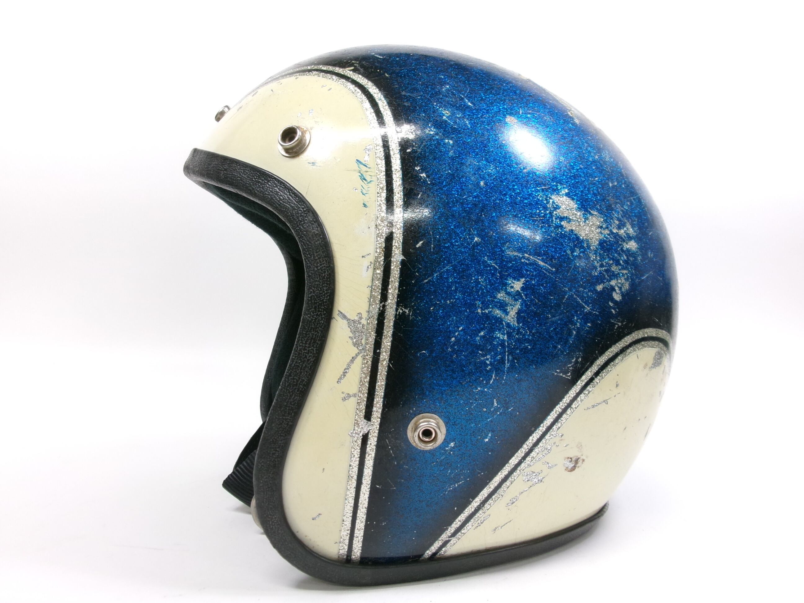 70s CROWN 恐ろしく CX901 ジェットヘルメット STAR & STRIPE 目深加工  