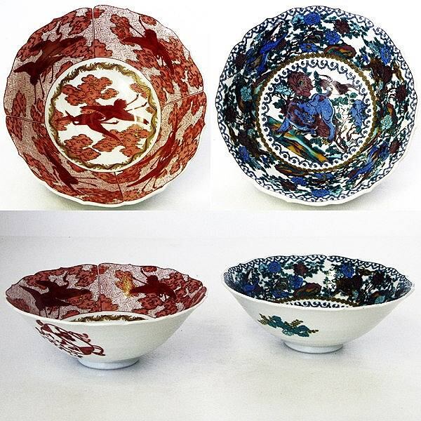 新品未使用　九谷焼　暁堂　ペア中鉢 九谷焼暁堂ペア中鉢・No.130524-08・梱包サイズ60 | リサイクル