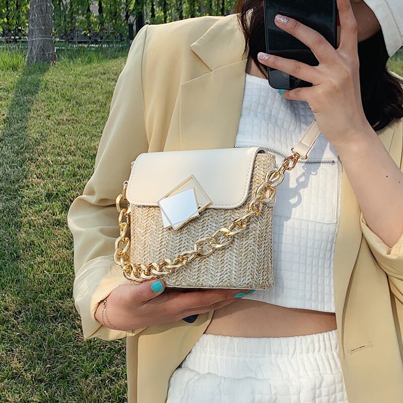 サマーストロースモールバッグウエスタンスタイル女性バッグ2020人気の新しい流行のファッションネットレッドメッセンジャーバッグワイルドウーブンバッグ 手作りハンドバック43306375581