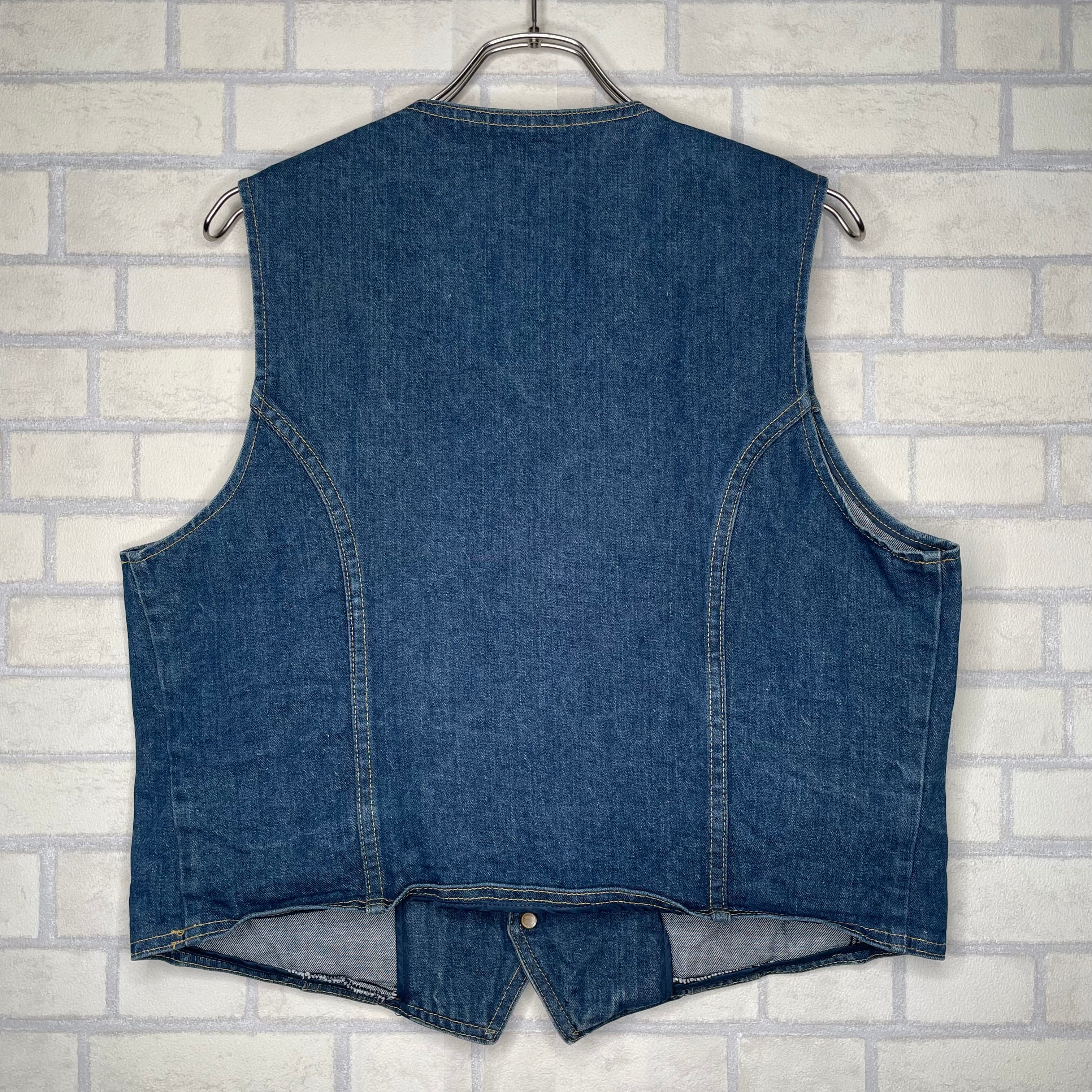 Made in USA 】 Lee デニムベスト インディゴブルー ワンポイント 