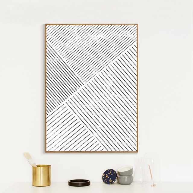 ホワイト×ブラックライン*シンプルデザイン◇A4〜サイズが選べるアートポスター