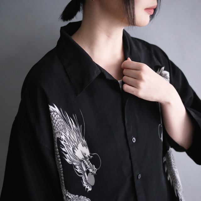 dragon and fire graphic loose h/s shirt