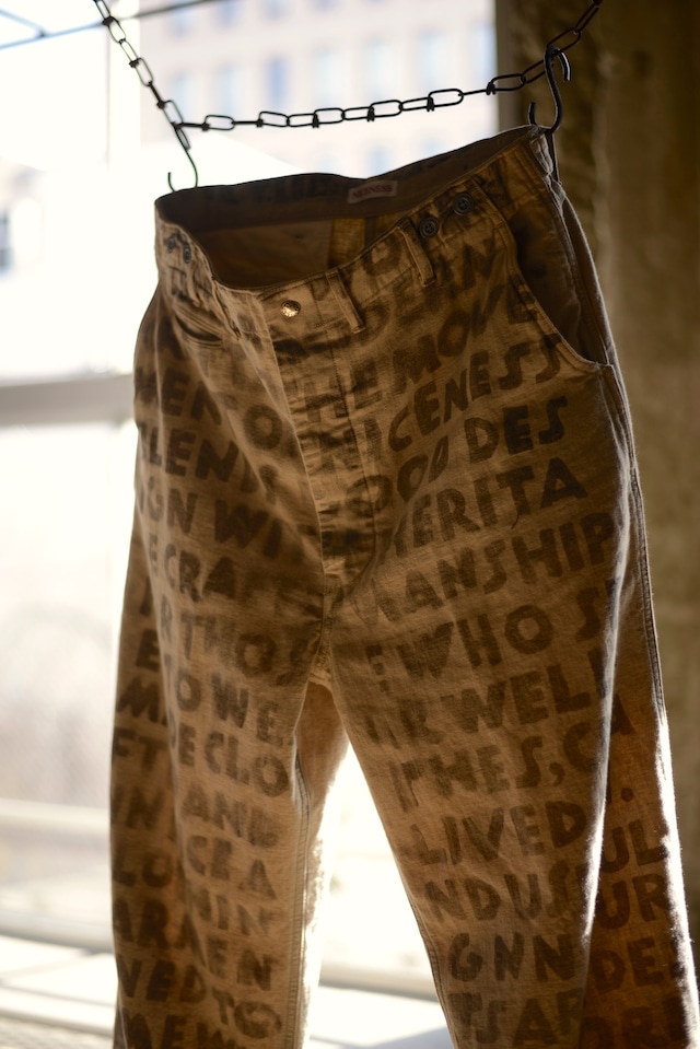 NICENESS / H.BLISS HAND STENCIL UTILITY PANTSNATURAL