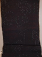 結城紬(藍花模様)反物 Ishige Yuki pongee silk a roll of cloth for  Kimono