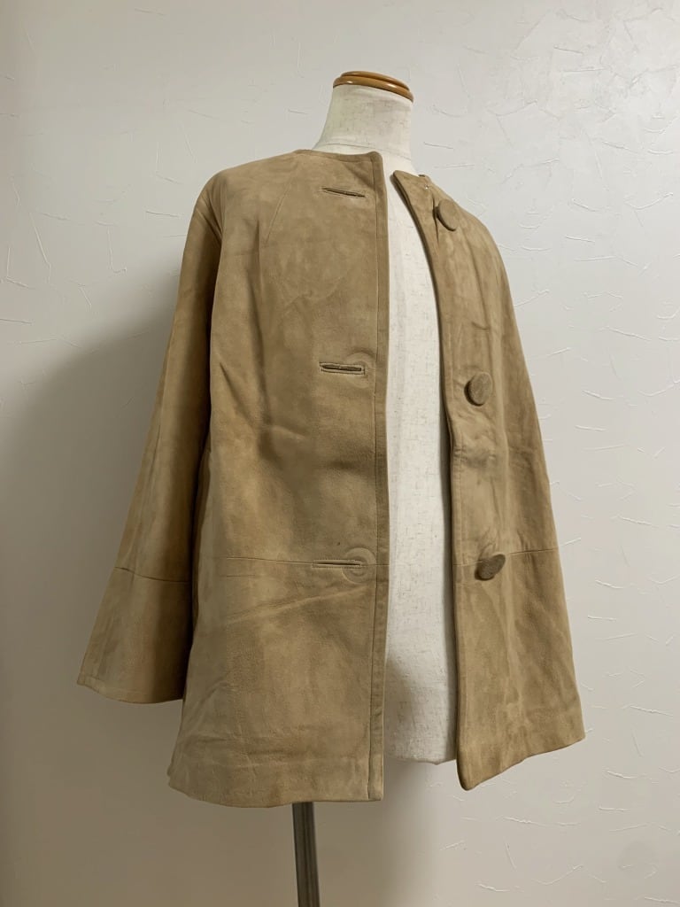 1950～60's Nubuck Leather No Collar Coat