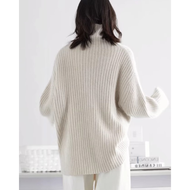 【長袖オーバーサイズリブ編みニット 】P02157