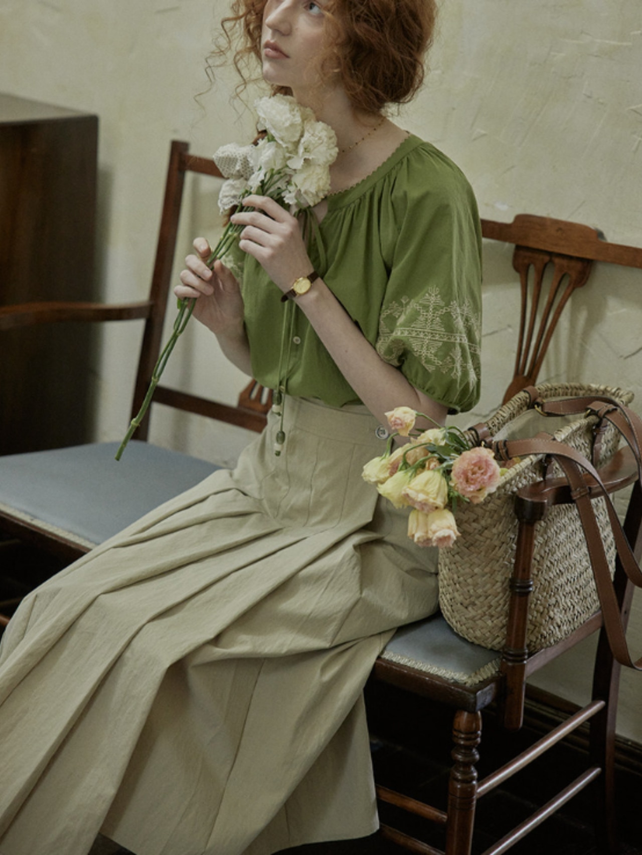 Jardin Vert Embroidery Blouse F0711