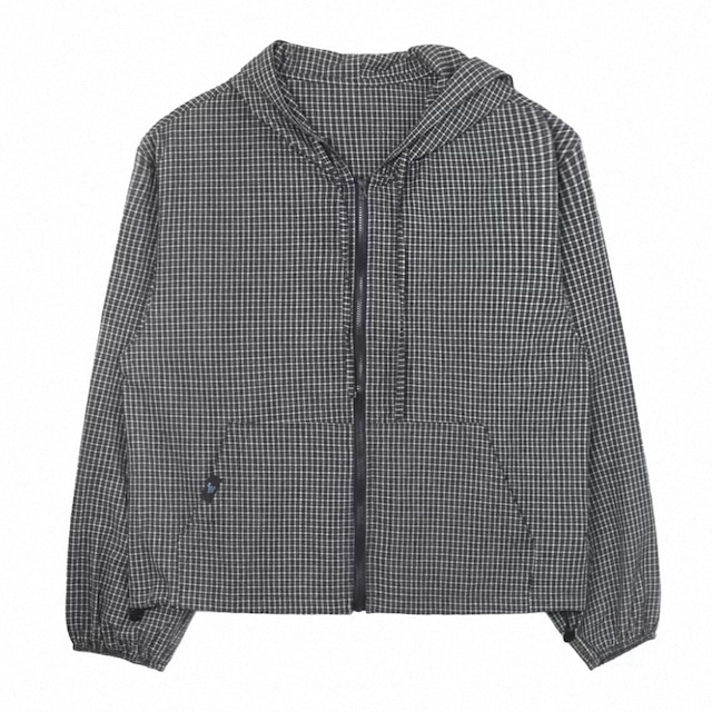 [Two Days off] vintage plaid cat ear hoodie jacket