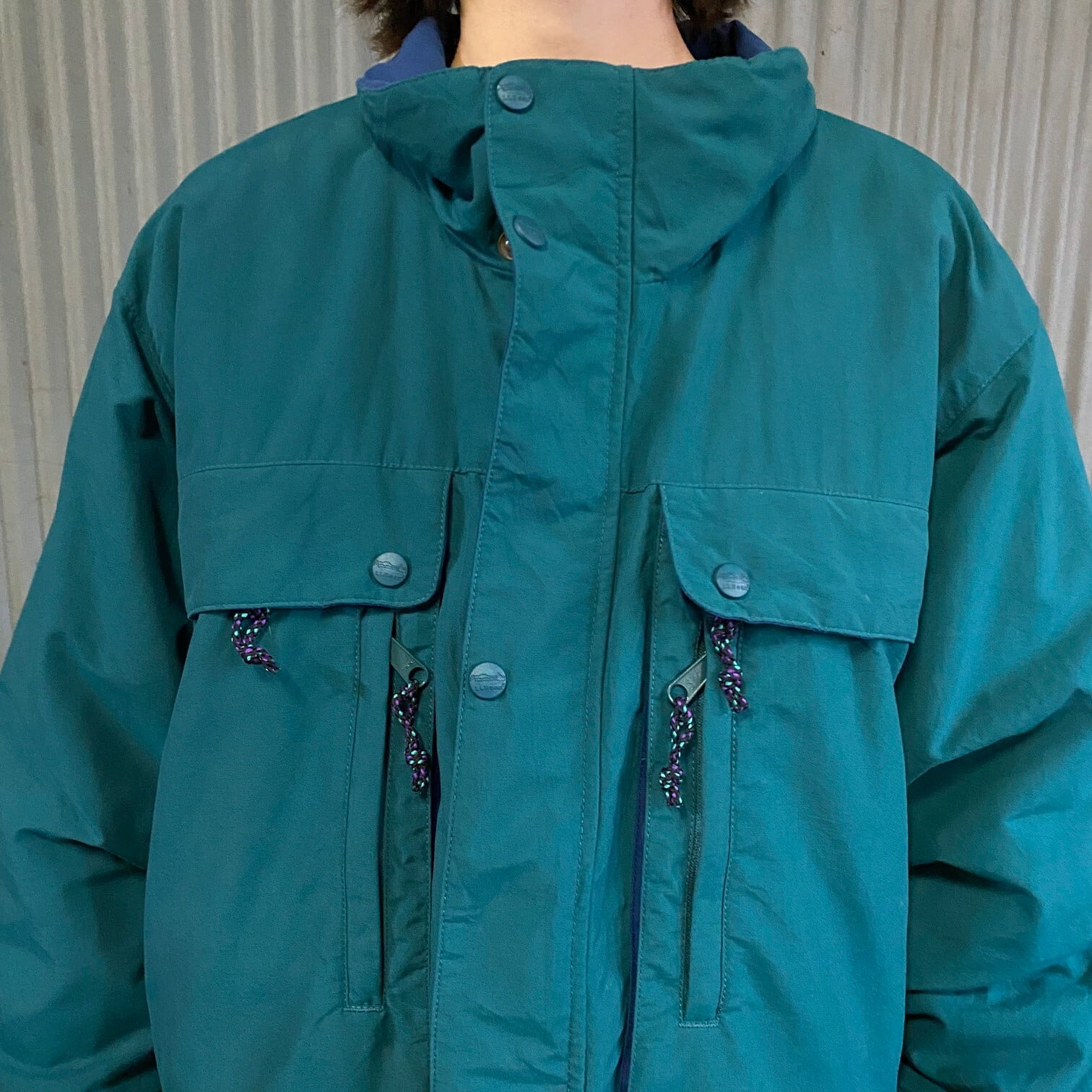 80年代 L.L.Bean エルエルビーン 中綿 ナイロン マウンテンパーカー メンズM TALL 古着 80s ヴィンテージ ビンテージ グリーン  緑 ウール チェックライナー【アウトドアジャケット】 | cave 古着屋【公式】古着通販サイト