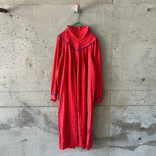 Red check pleated dress