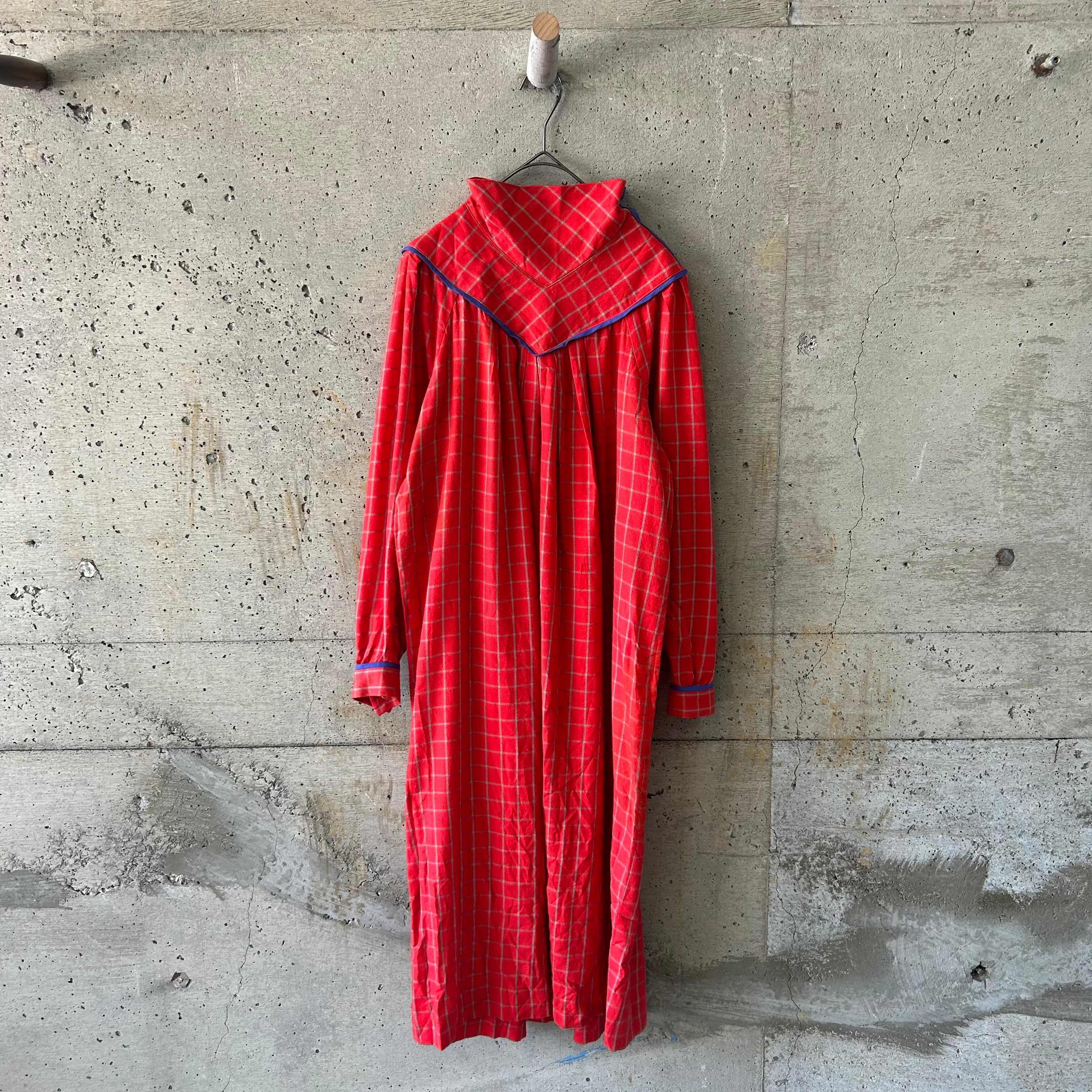 Red check pleated dress