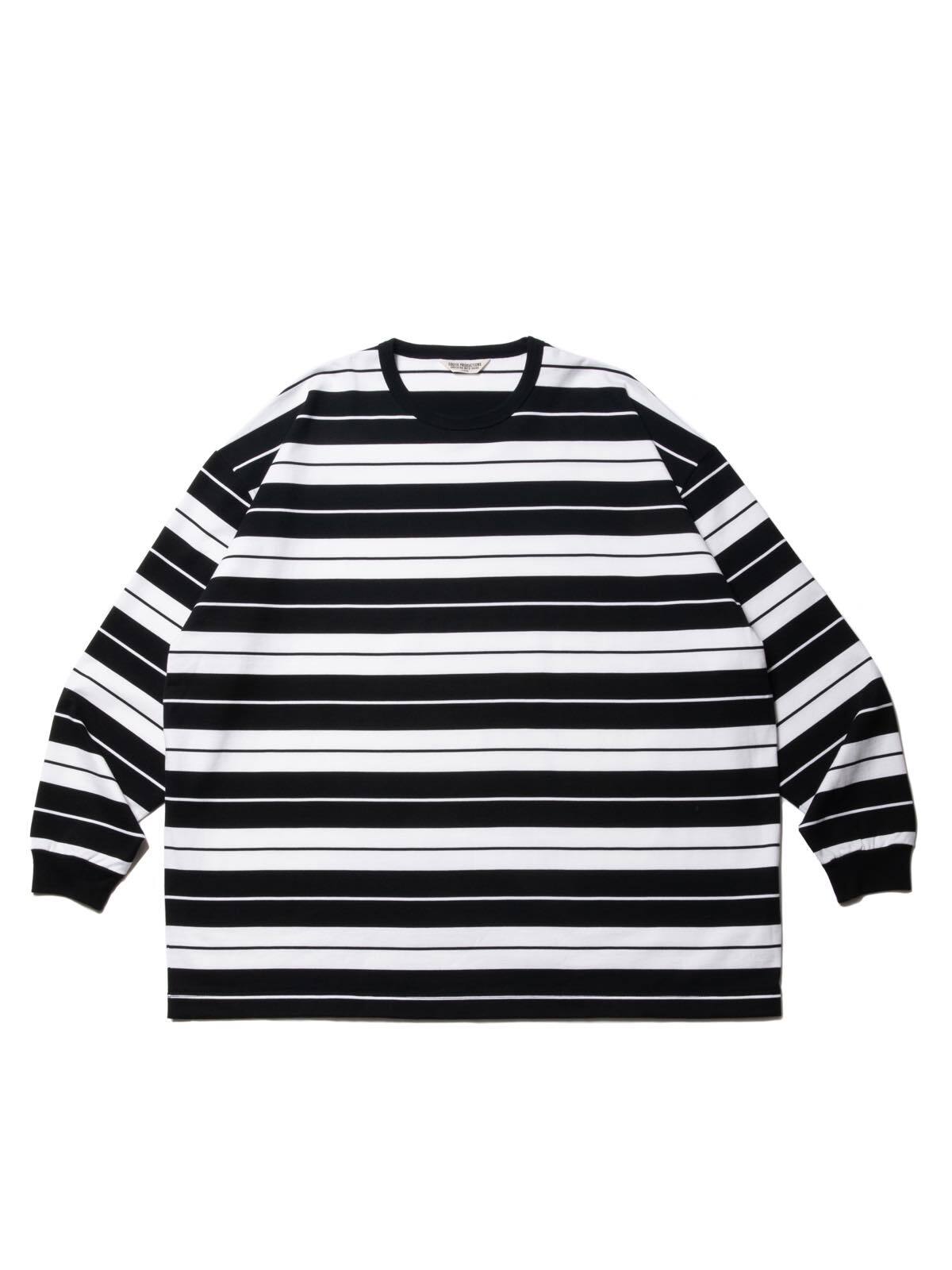 Supima Border Oversized L/S Tee - White - | HANGOUT
