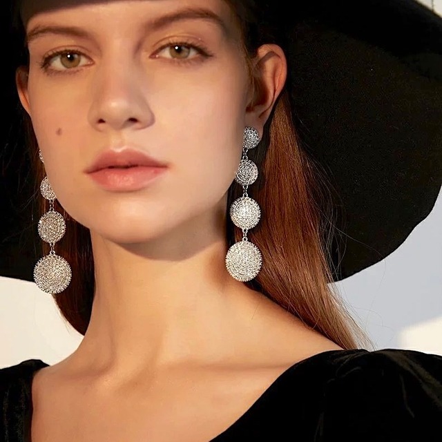 4-round Bijou Long Pierce/Silver925(金属アレルギー対応)