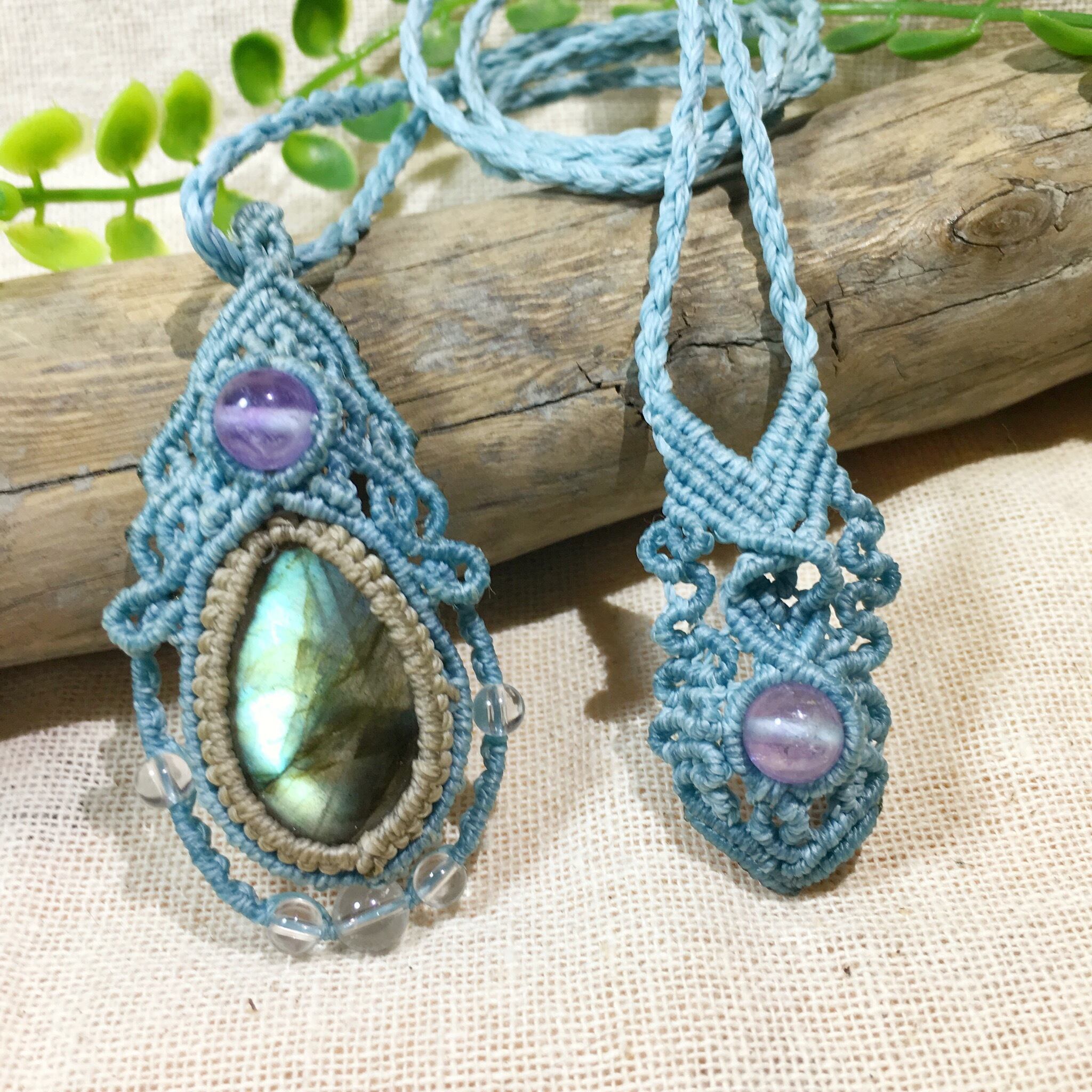 フローライト ガーネット マクラメペンダント T213 | Trickster