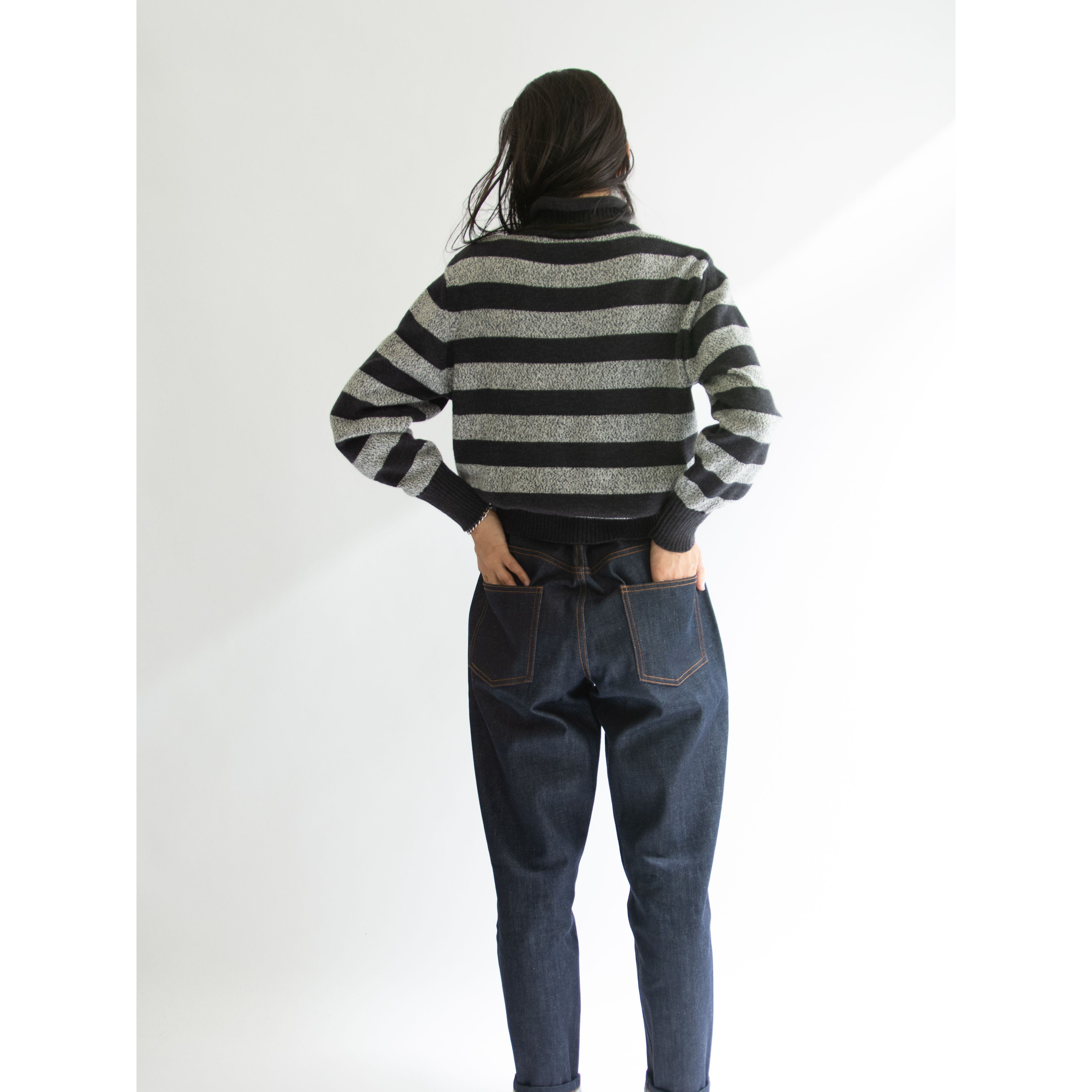 【Unknown Brand】Made in Italy 100% Wool Roll Neck Sweater（イタリア製ウール ロールネックセーター ボーダーニット）