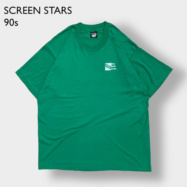 【SCREEN STARS】90s USA製  ワンポイントロゴ バックプリント Tシャツ シングルステッチ XL ビッグサイズ ビンテージ スクリーンスターズ US古着