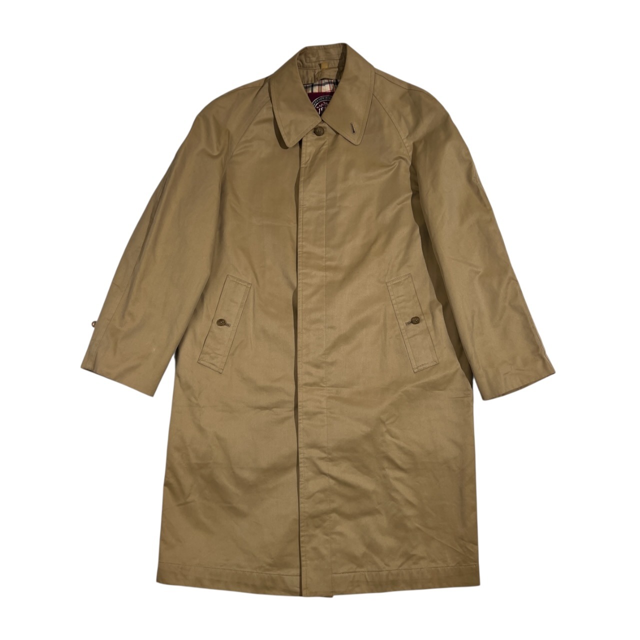 80s J.PRESS ジェイプレス 裏地チェック ステンカラーコート 170-93-77 /ベージュ系 メンズ ビンテージ