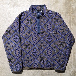 極美品 L 92年 USA Mosaic モザイク柄 LW Printed Synchilla Snap-T Patagonia ライトウェイト シンチラ スナップT 総柄 パタゴニア
