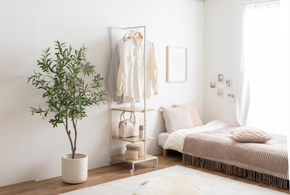 幅40cm】Tito 棚付きスリムハンガーラック ブラウン 【公式通販】