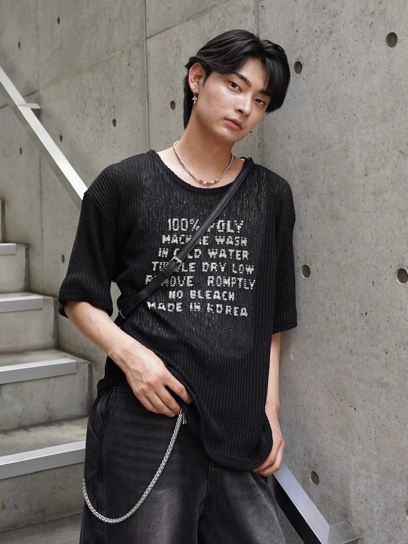 ALUDE SELECT】logo print sheer knit(3color) | 【ALUDE】韓国メンズ