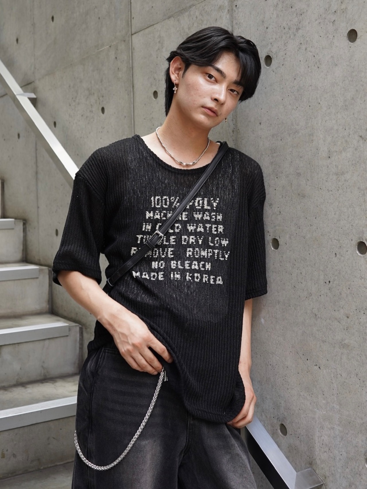 ALUDE SELECT】logo print sheer knit(3color) | 【ALUDE】韓国メンズ 