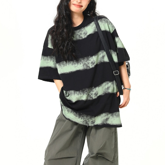 green border vintage short sleeve tee　グリーンボーダーヴィンテージ半袖ティー　J0840