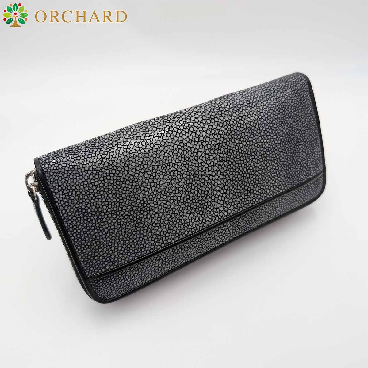 スティングレイ エイ革 超大容量 ブラック 黒 長財布 ロングウォレット ラウンドファスナー ポリッシュ