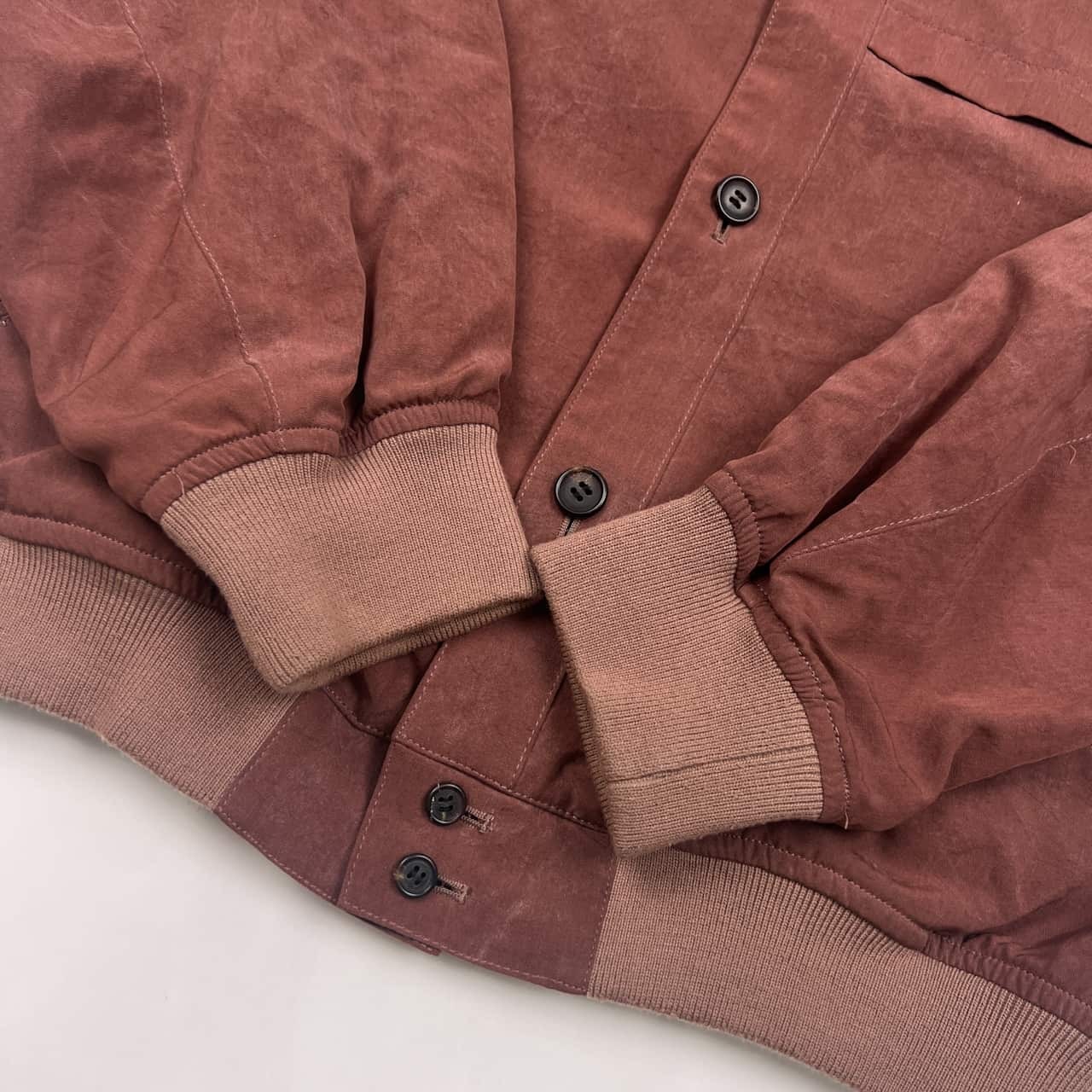 シルク100% Papas パパス ボンバージャケット L/くすみピンク レッド系 メンズ