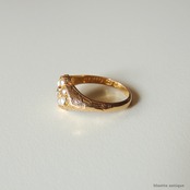 英国アンティークジュエリー ジョージアン 15ctゴールド 天然ダイヤモンド 真珠 フラワーリング【約12号強】（ソーティングメモ付）