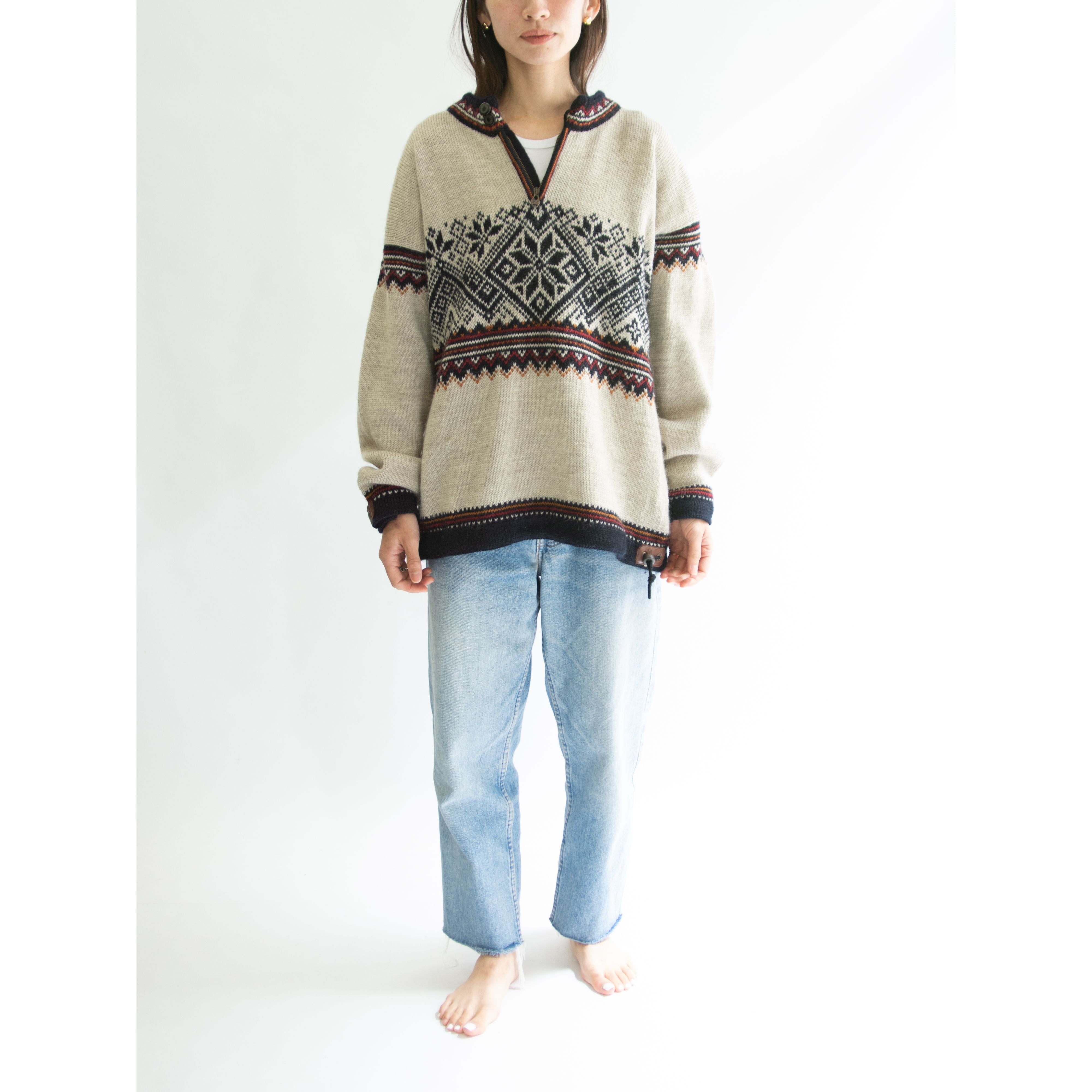 DALE OF NORWAY】Made in Norway 100% wool half zip Nordic sweater