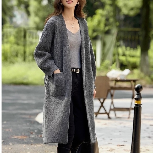 ウエストベルト付き ニットカーディガン　YH9555