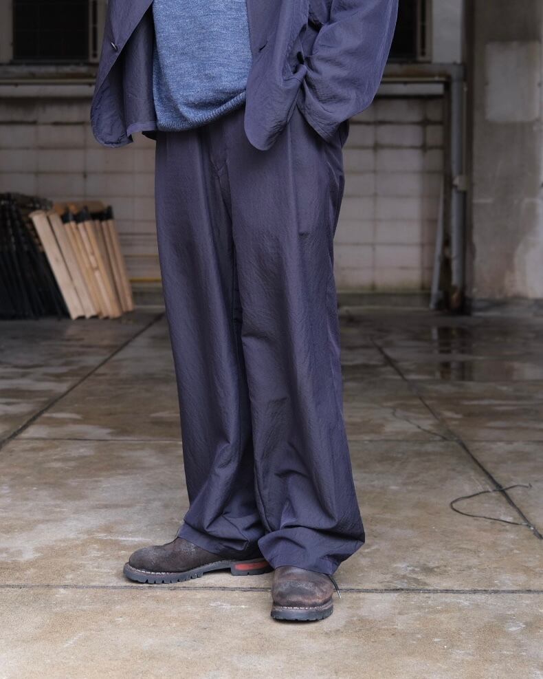 ULTERIOR” WASHED WOOL SILK TWILL DRAWSTRING PANTS FRENCH NAVY