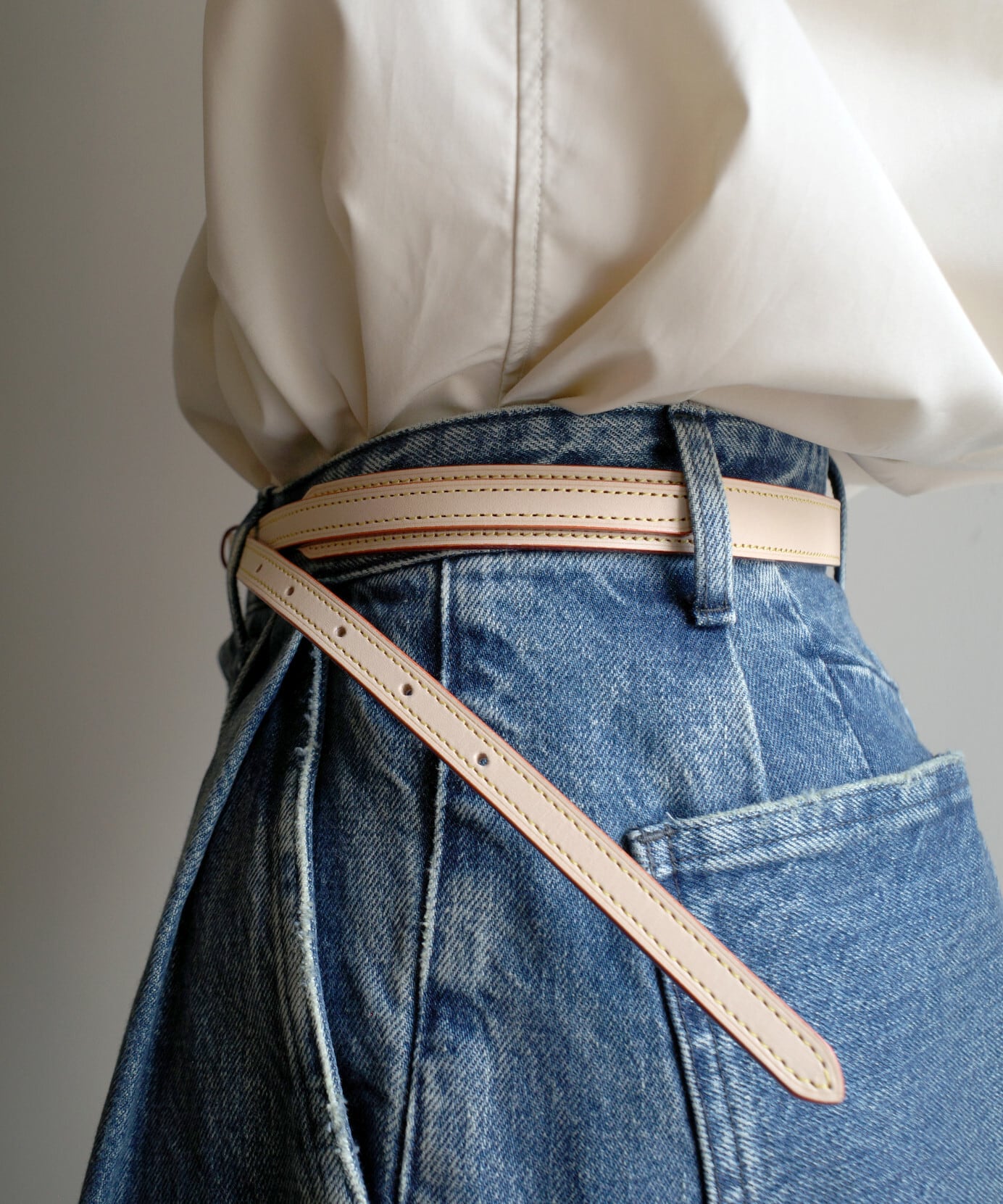 UNUSED / UH0632 LEATHER BELT(BEIGE) | AfterSchool (アフター