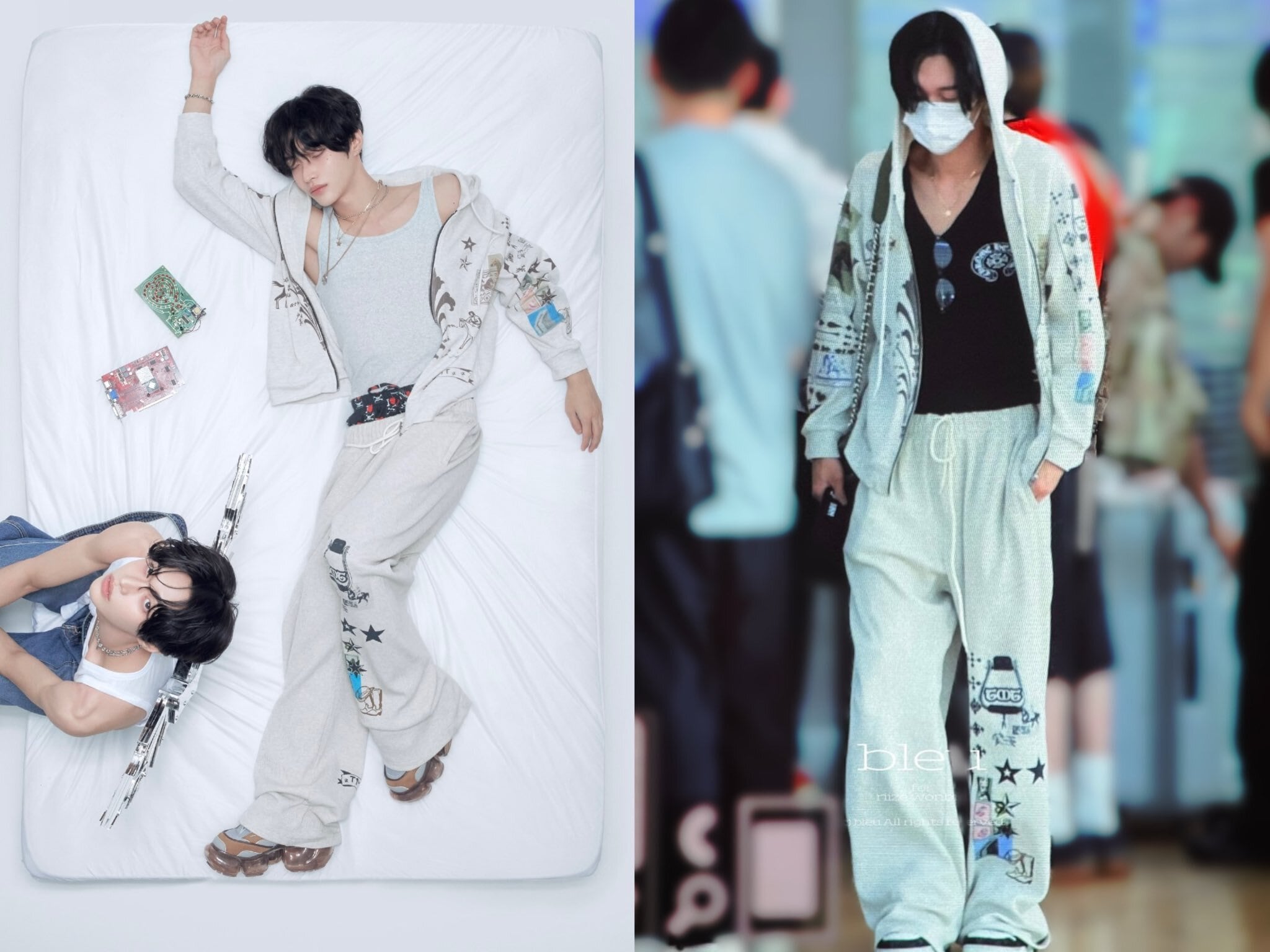 ☆RIIZE ウォンビン 着用！！【toomuchtax】PRINTED WAFFLE ZIP-UP