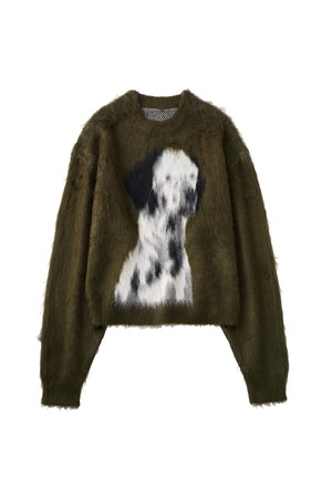 【Knuth Marf】dalmatian shaggy knit(unisex)/green